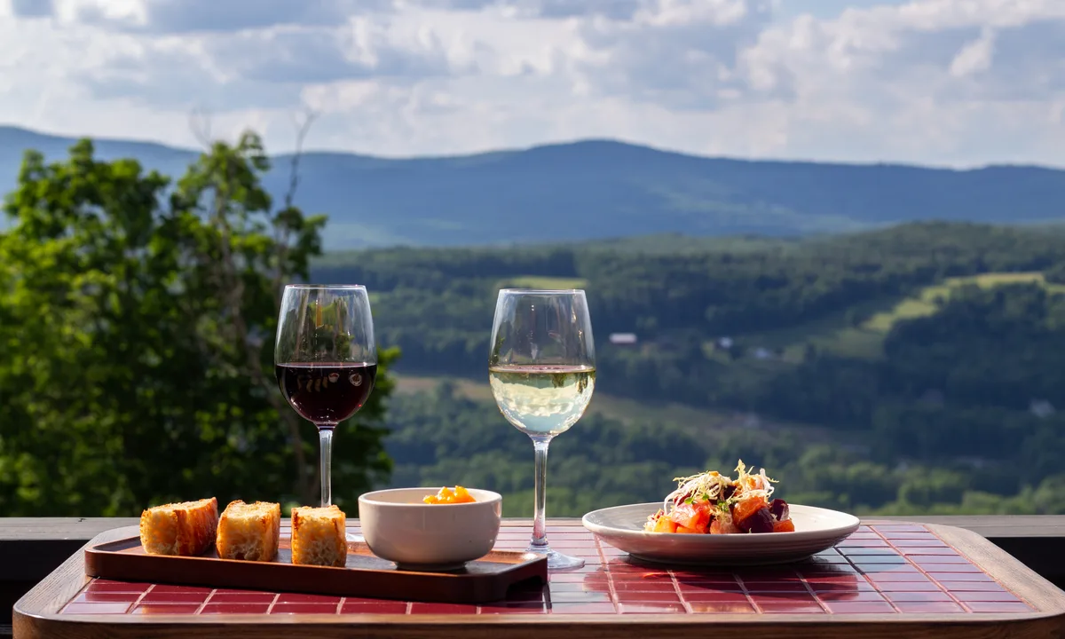 Dining with a mountain view